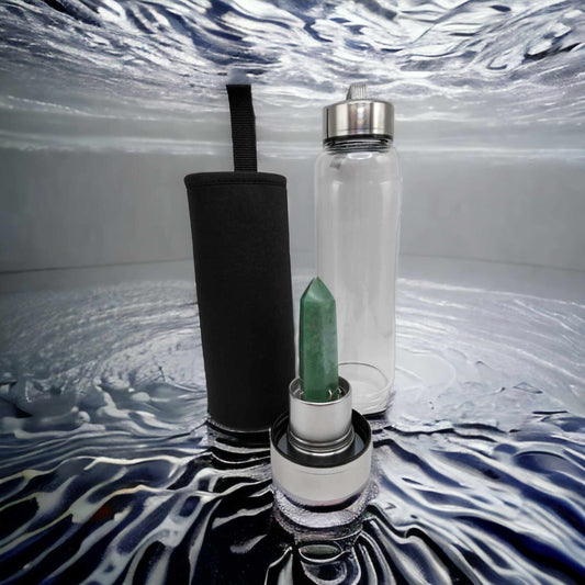 Gourde énergétique Lithothérapie en verre - 550ml - Aventurine