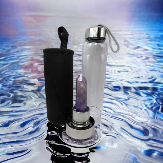 Gourde énergétique Lithothérapie en verre - 550ml - Améthyste