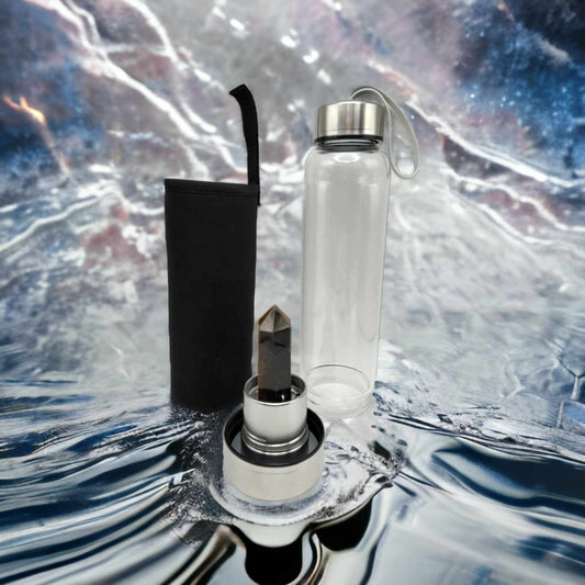 Gourde énergétique Lithothérapie en verre - 550ml - Oeil de tigre