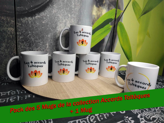 Pack des 5 Mugs de la collection ACCORDS TOLTEQUES + 1 Mug de rappel
