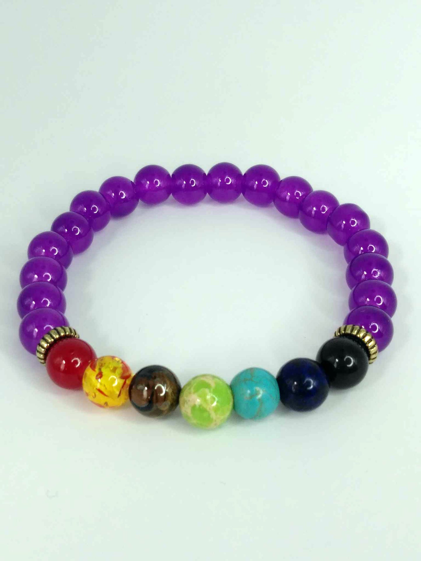 Bracelet d'intention sur l'alignement des 7 Chakras (mauve)