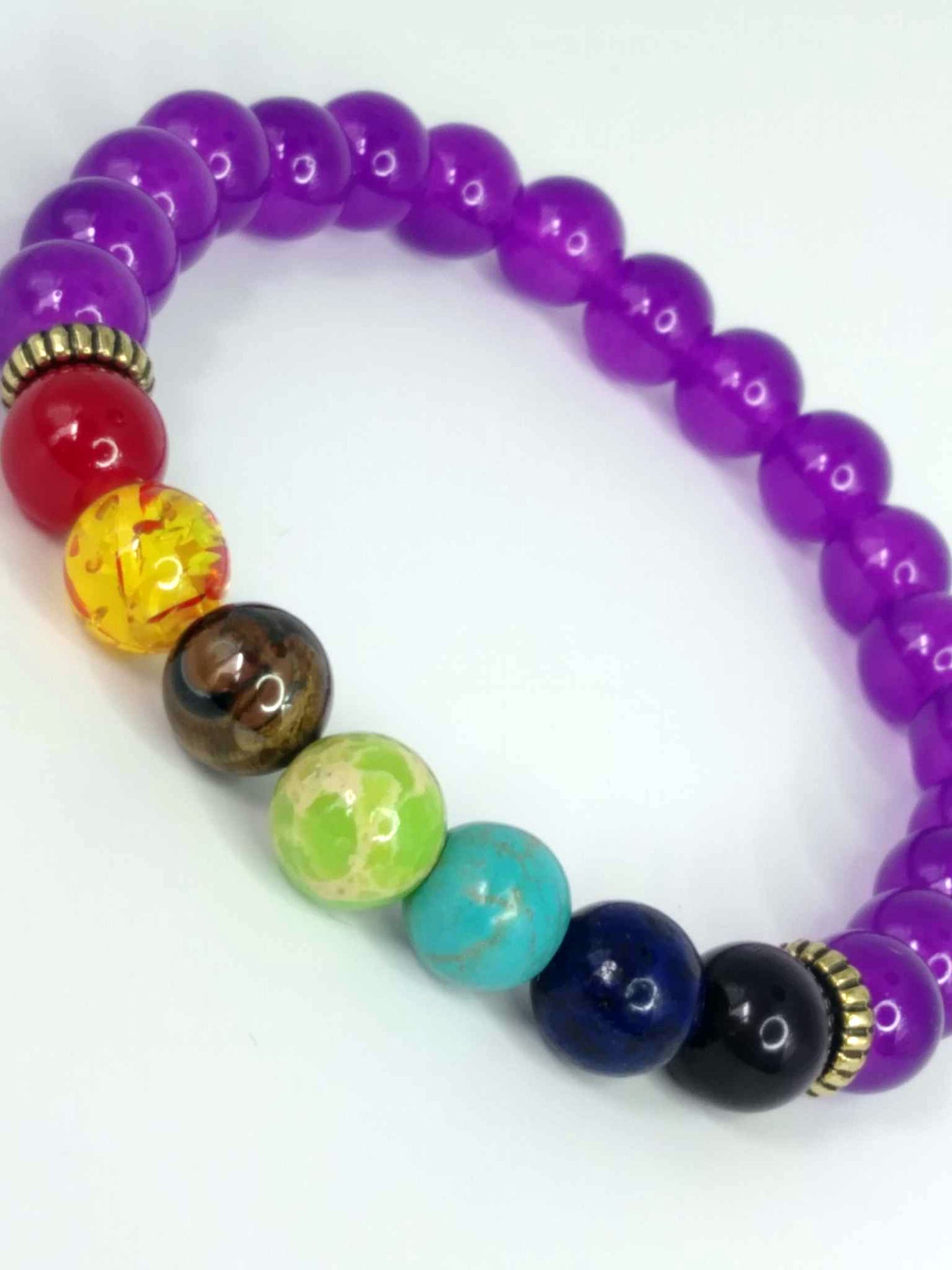 Bracelet d'intention sur l'alignement des 7 Chakras (mauve)