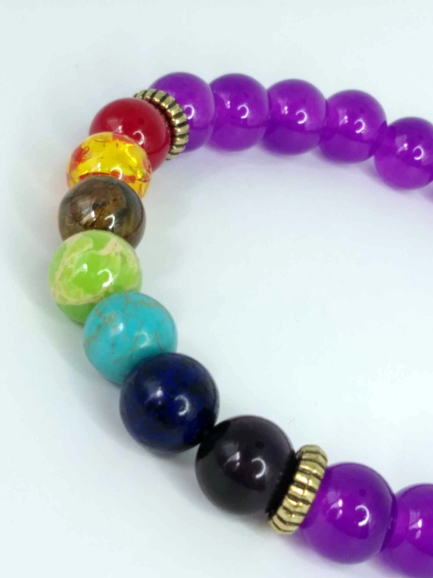 Bracelet d'intention sur l'alignement des 7 Chakras (mauve)