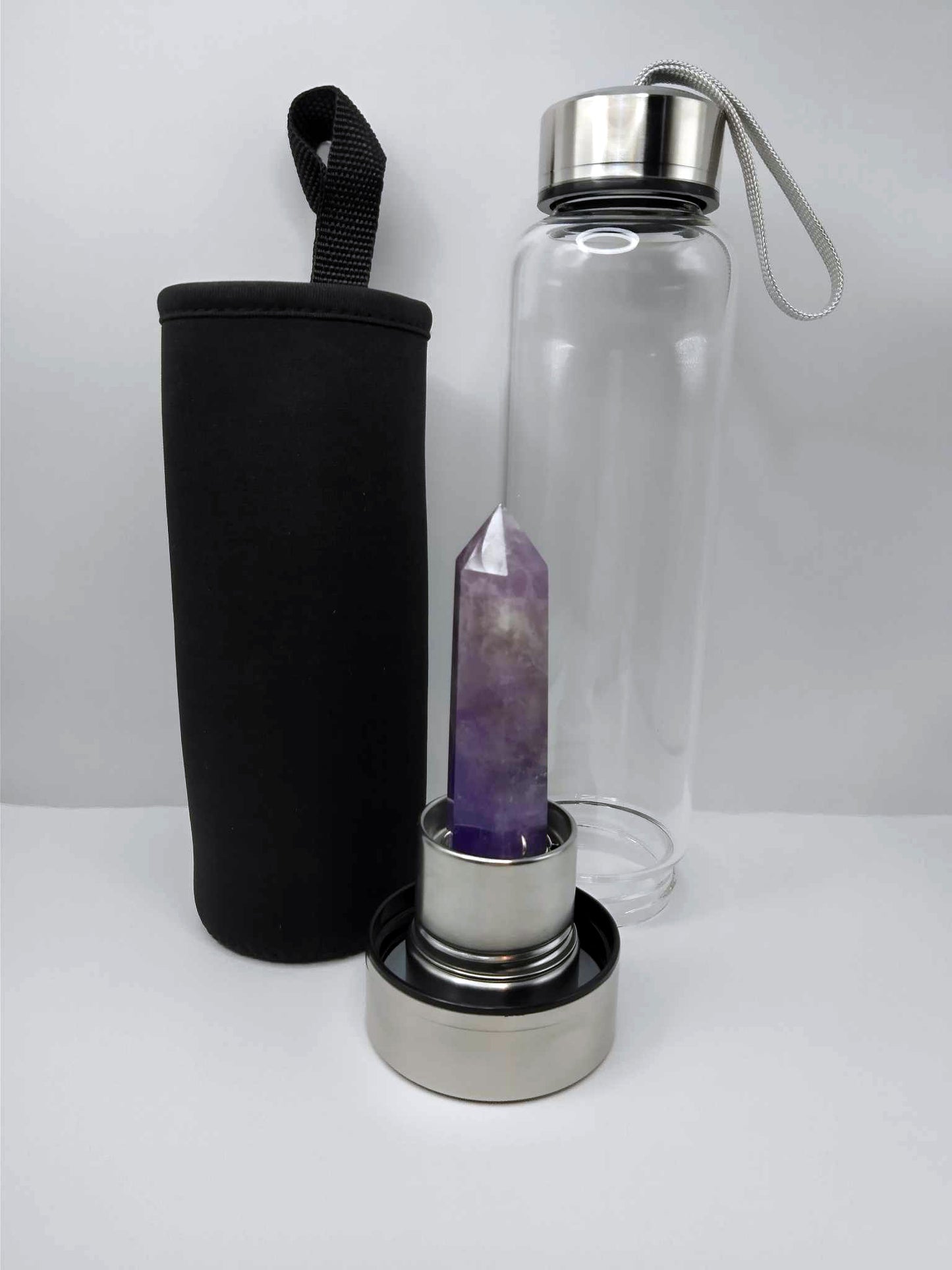 Gourde énergétique Lithothérapie en verre - 550ml - Améthyste