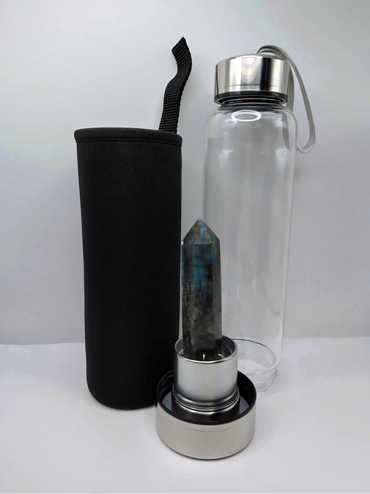 Gourde énergétique Lithothérapie en verre - 550ml - Labradorite