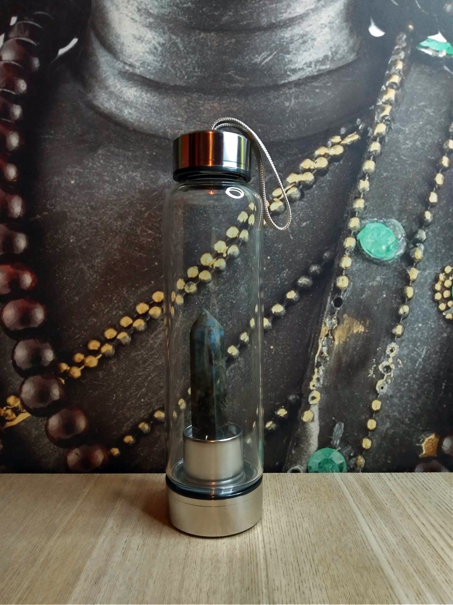 Gourde énergétique Lithothérapie en verre - 550ml - Labradorite