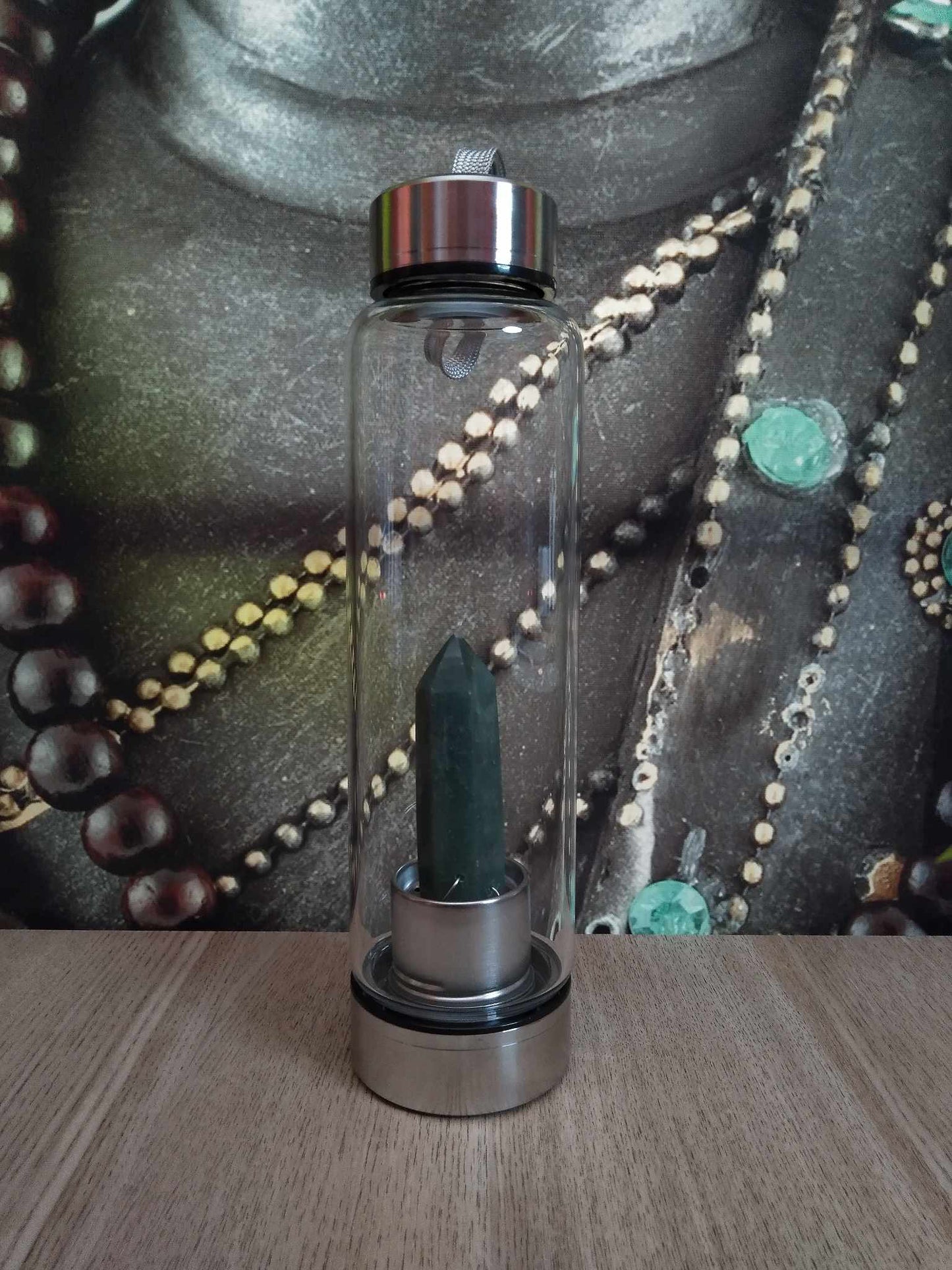 Gourde énergétique Lithothérapie en verre - 550ml - Aventurine