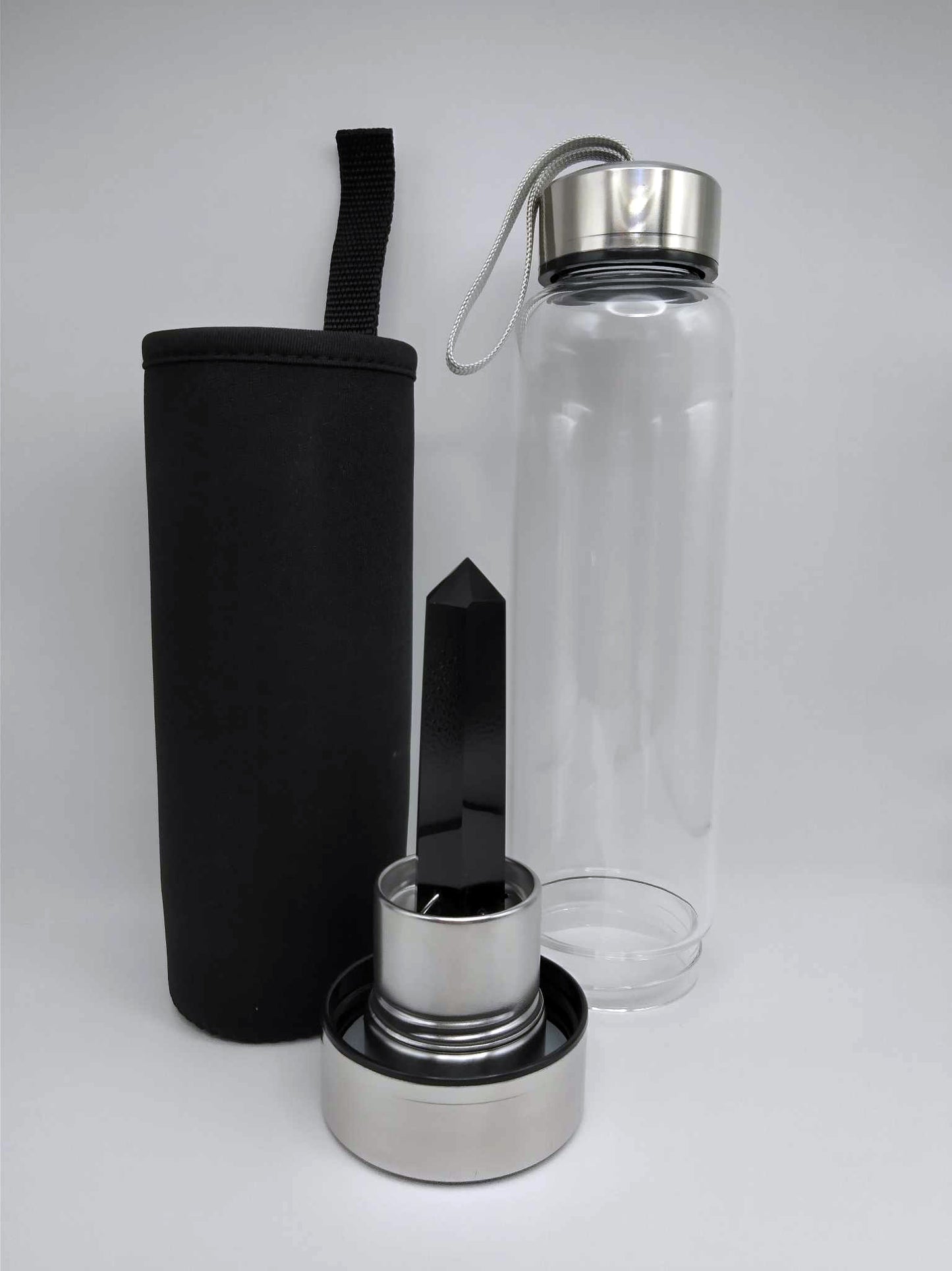 Gourde énergétique Lithothérapie en verre - 550ml - Obsidienne