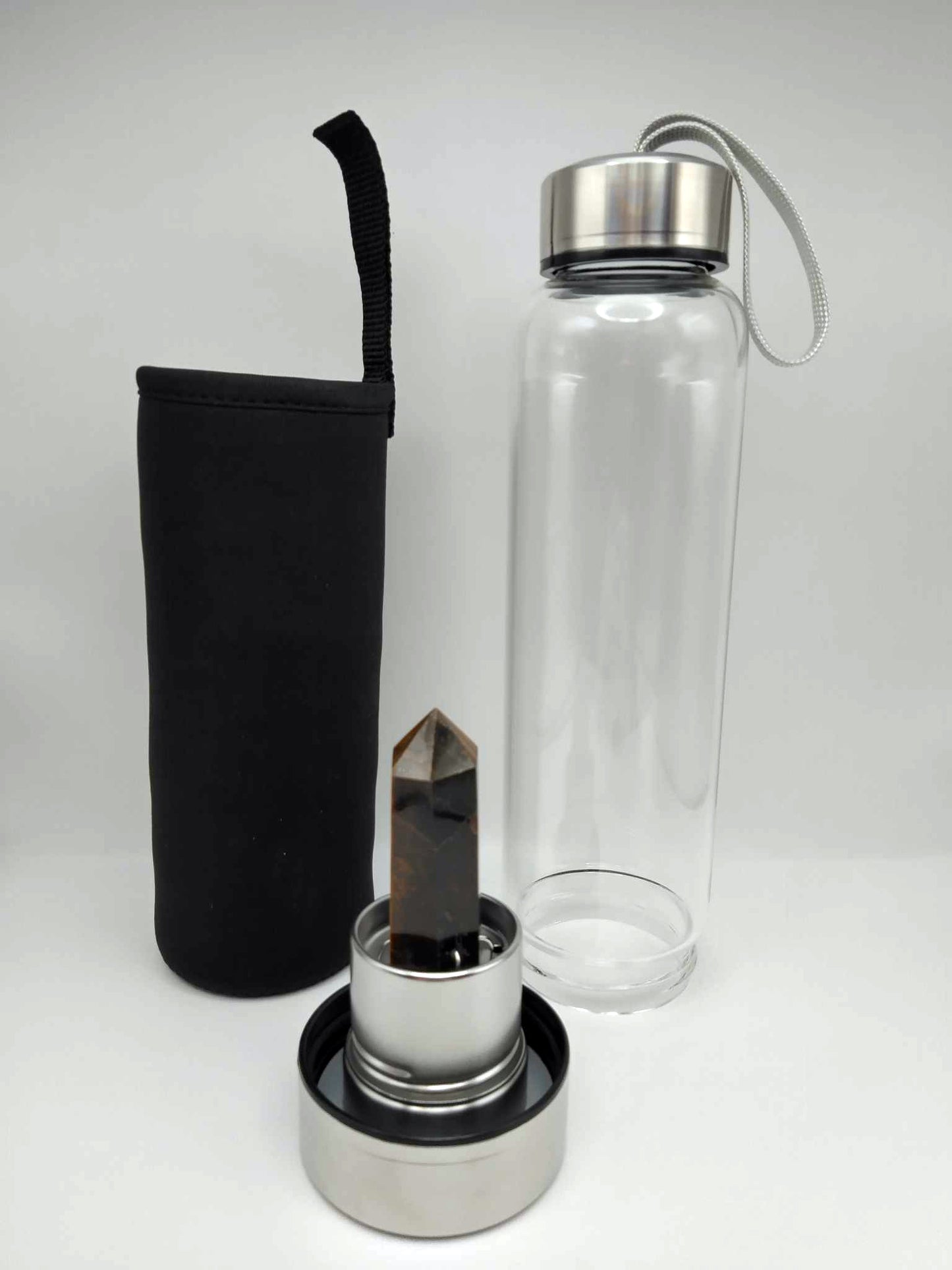 Gourde énergétique Lithothérapie en verre - 550ml - Oeil de tigre